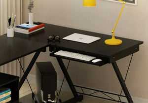 Oracle Corner Computer Desk Office Double Workstation (Black)
