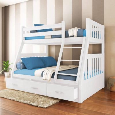 Cornelia Triple Bunk Bed with Storage Drawers - White