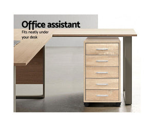 5 Drawer Filing Cabinet Storage Drawers Wood Study Office School File Cupboard