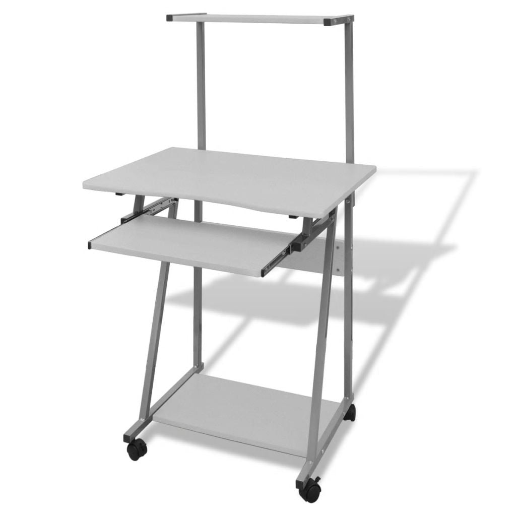 FirstChoise Computer Desk With Pullout Keyboard Tray and Top Shelf White