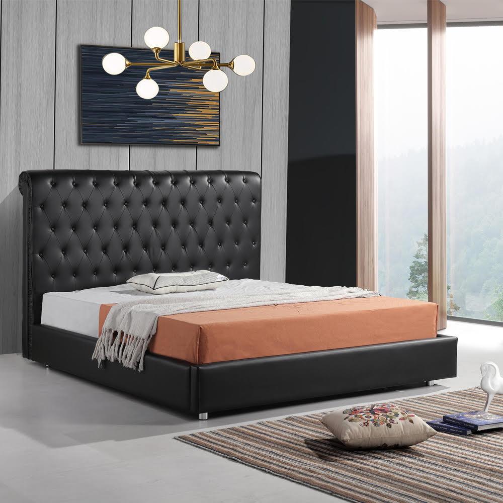 Garcia Chesterfield Leather Bed Black