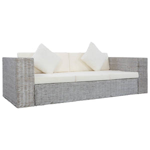 Haku 2 Piece Sofa Set with Cushions Grey Natural Rattan