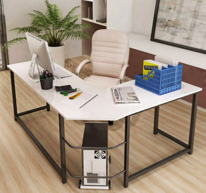 Prestige Corner Computer Desk Office Double Workstation (White)
