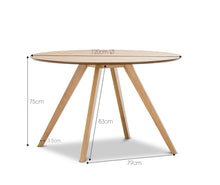 Load image into Gallery viewer, Light Timber Oak Scandinavian Round 1.2m Dining Set with 6x Padded Black Eames Chairs
