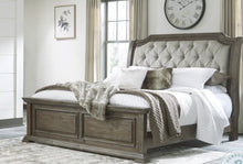 Load image into Gallery viewer, Anais Brown Upholstered Panel Bed solid Wood
