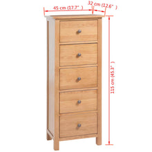Load image into Gallery viewer, Zuma Tallboy Chest of Drawers 45x32x115 cm Solid Oak Wood
