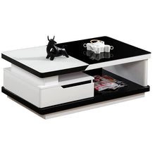 Load image into Gallery viewer, Modern Glass Tops Black Wooden Coffee Table
