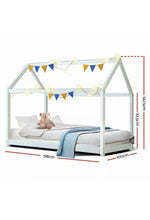 Load image into Gallery viewer, Kids Wooden bed Frame Single size mattress base Pine Timber White
