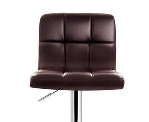 2x Gas Lift Bar Stools Swivel Chairs Leather Chrome Chocolate