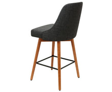 Load image into Gallery viewer, 2x Wooden Bar Stools Swivel Bar Stool Kitchen Cafe Fabric Charcoal

