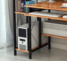 Load image into Gallery viewer, Prime Large Multi-function Computer Desk Workstation with Shelves &amp; Cabinet (Oak)
