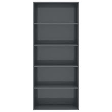 Load image into Gallery viewer, Hartley  4Tier Book Cabinet High Gloss Grey 80x30x151,5 cm Chipboard
