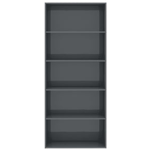 Hartley  4Tier Book Cabinet High Gloss Grey 80x30x151,5 cm Chipboard