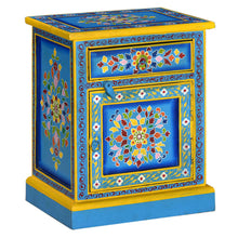 Load image into Gallery viewer, Urban Bedside Cabinet Solid Mango Wood Turquoise Hand Painted
