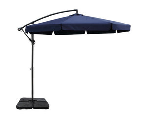 Instahut 3M Umbrella with 50x50cm Base Outdoor Umbrellas Cantilever Patio Sun Beach UV Navy