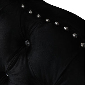 Kyara Luxury Velvet Bed with Tufted Diamond Black