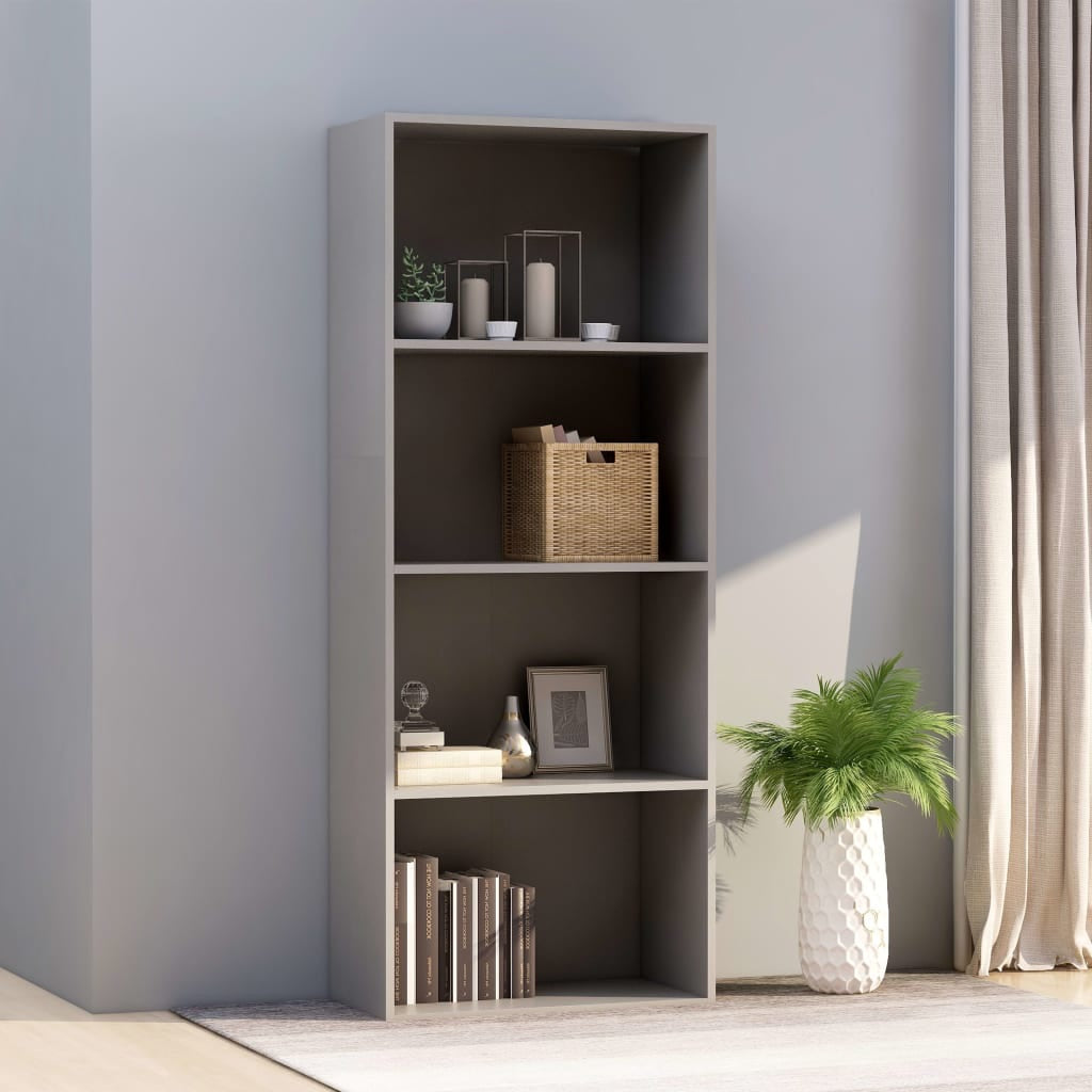 Jonas 4Tier Book Cabinet Grey 60x30x151,5 cm Chipboard