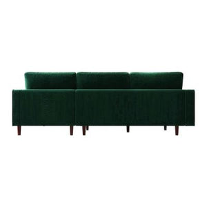 Conza 3 Seater Velvet Sofa With Chaise - Dark Forest Green