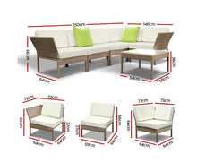Load image into Gallery viewer, Mellor Gardeon 6pcs Outdoor Sofa Lounge Setting Couch Wicker Table Chairs Patio Furniture Beige
