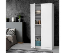 Load image into Gallery viewer, 2 Door 180cm Wardrobe Closet Storage Cabinet Kitchen Organiser White
