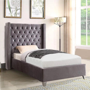 Album New Design Velvet Upholstered Wing Bed With Button