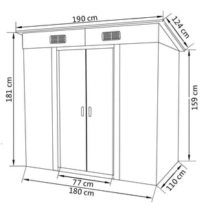 GP Garden Shed Grey Metal