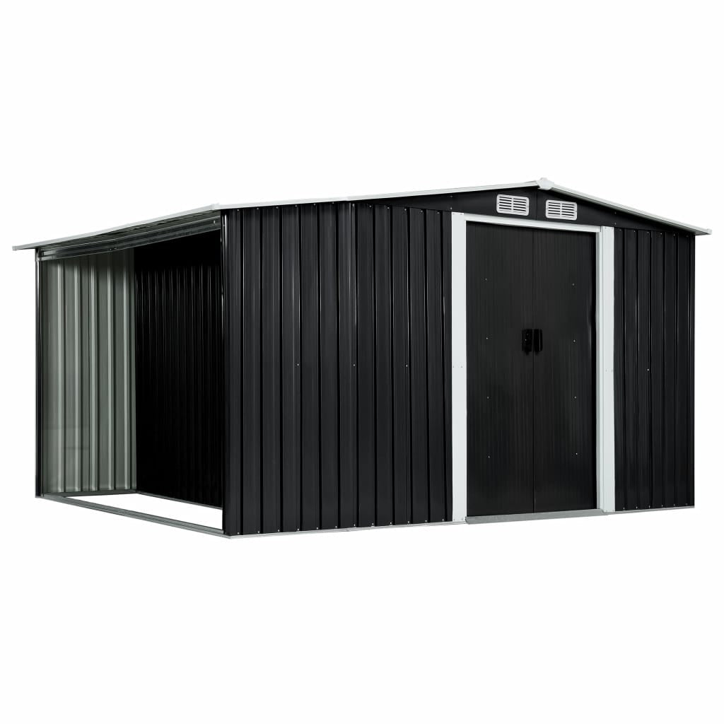 Garden Shed with Sliding Doors Anthracite 329.5x205x178 cm Steel