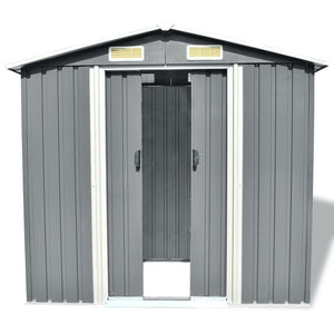 NT Garden Storage Shed Grey Metal 204x132x186 cm