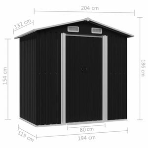 SG Garden Storage Shed Anthracite Steel 204x132x186 cm