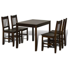 Load image into Gallery viewer, Lana Dining Set 5 Pieces Pine Wood Brown
