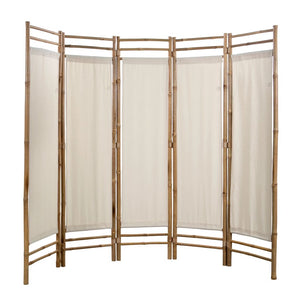 Sophie Folding 5Panel Room Divider Bamboo and Canvas 200 cm