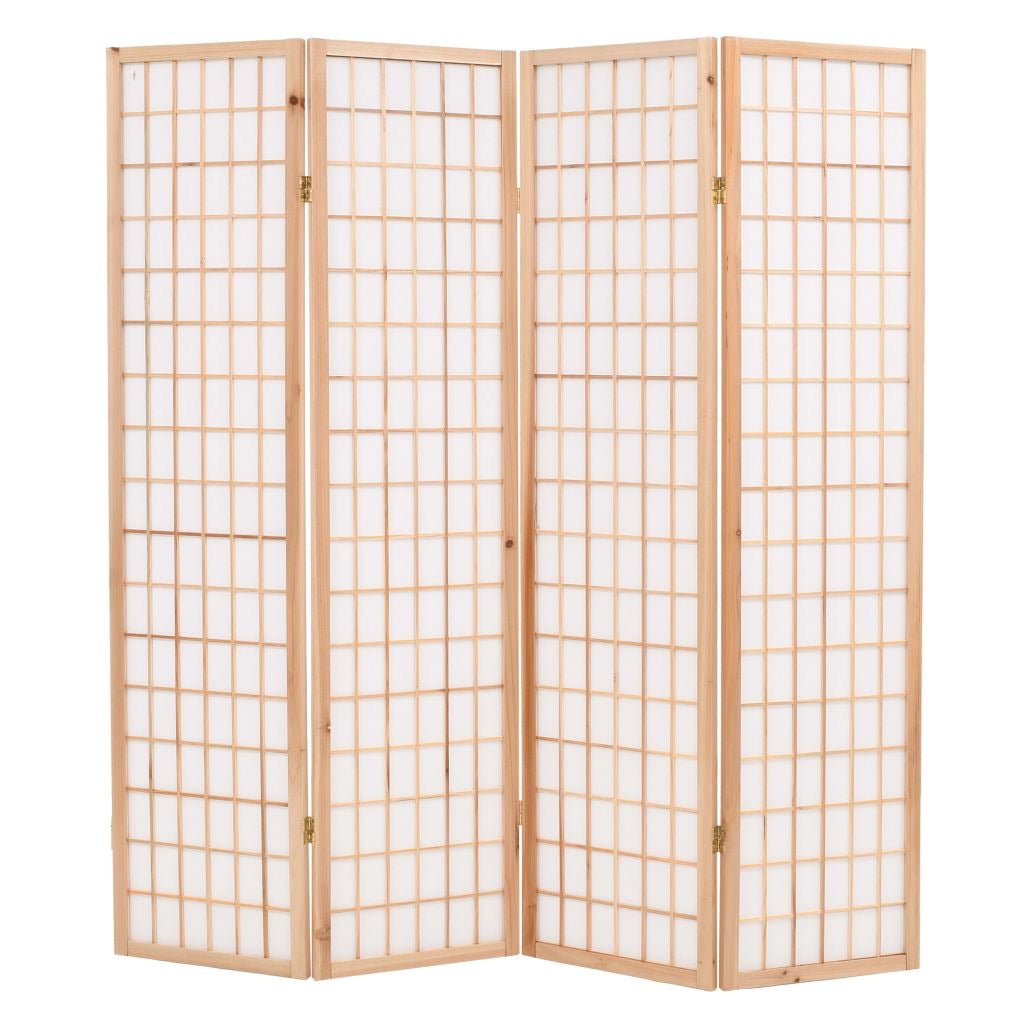 Joe Folding 4Panel Room Divider Japanese Style 160x170 cm Natural