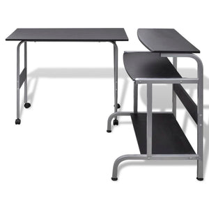 FirstChoise 2 Piece Computer Desk with Pullout Keyboard Tray Black