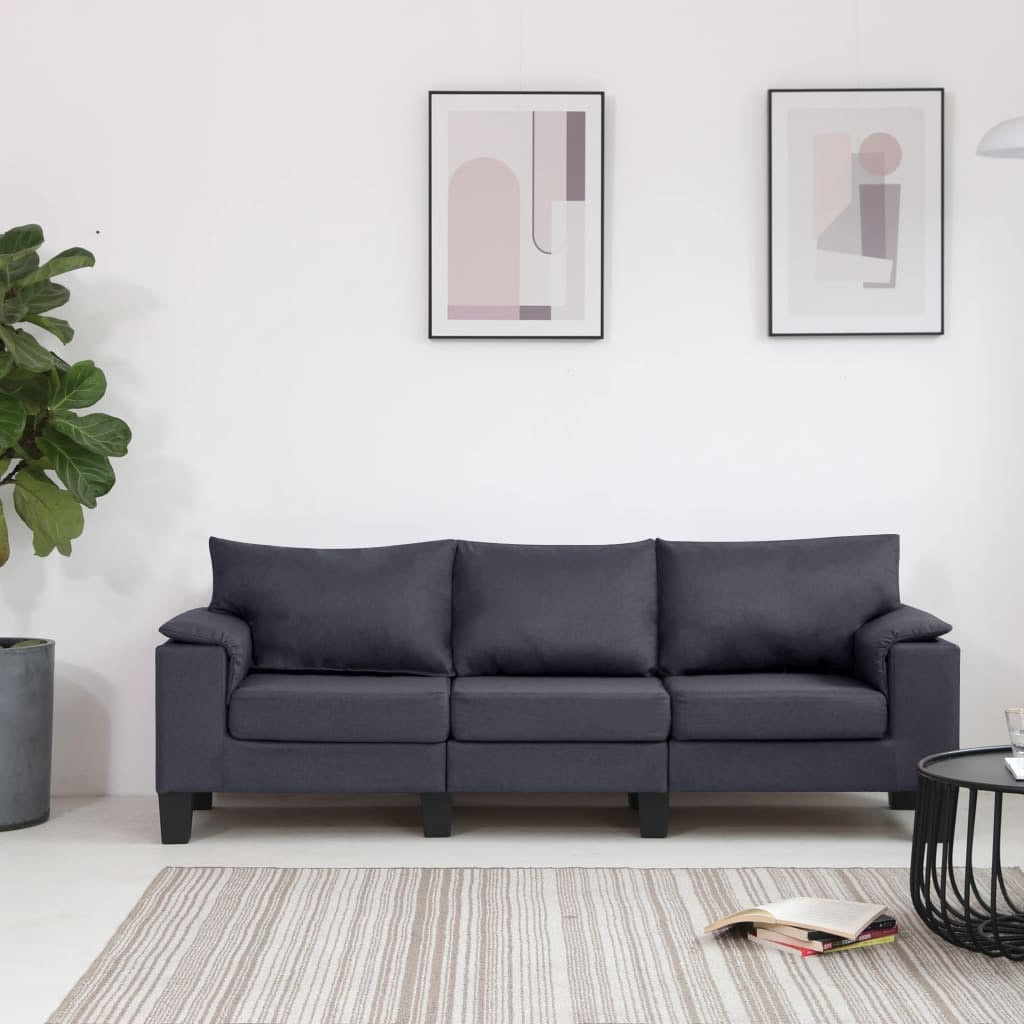 League 3Seater Sofa Dark Grey Fabric