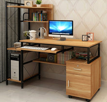 Load image into Gallery viewer, Prime Large Multi-function Computer Desk Workstation with Shelves &amp; Cabinet (Oak)
