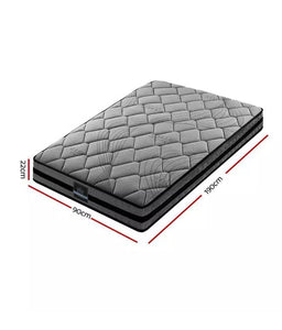 Giselle Bedding Single Size Mattress Bed Medium Firm Foam Pocket Spring 22cm Gre