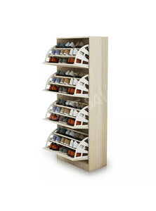 60 pairs Modren Shoe cabinet 4 Racks Footwear Storage (Oak)