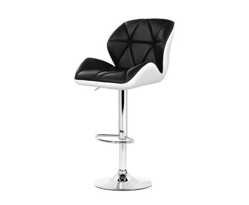 2x Kitchen Bar Stools Swivel Bar Stool Chairs Leather Gas Lift Black