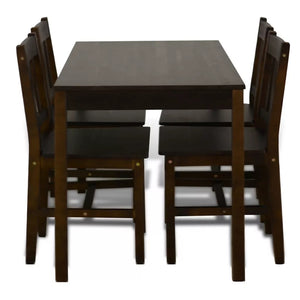 Lana Dining Set 5 Pieces Pine Wood Brown