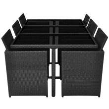 Load image into Gallery viewer, Morren 11 Piece Outdoor Dining Set with Cushions Poly Rattan Black
