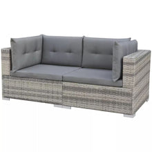 Load image into Gallery viewer, Shasta 10 Piece Garden Lounge Set with Cushions Poly Rattan Grey
