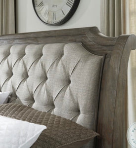 Anais Brown Upholstered Panel Bed solid Wood