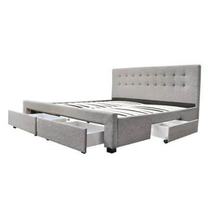 Martina Fabric King Bed with Storage Drawers - Ash