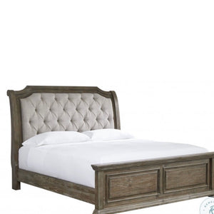 Anais Brown Upholstered Panel Bed solid Wood