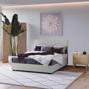 Bella Fabric Queen Bed Frame - Light Grey