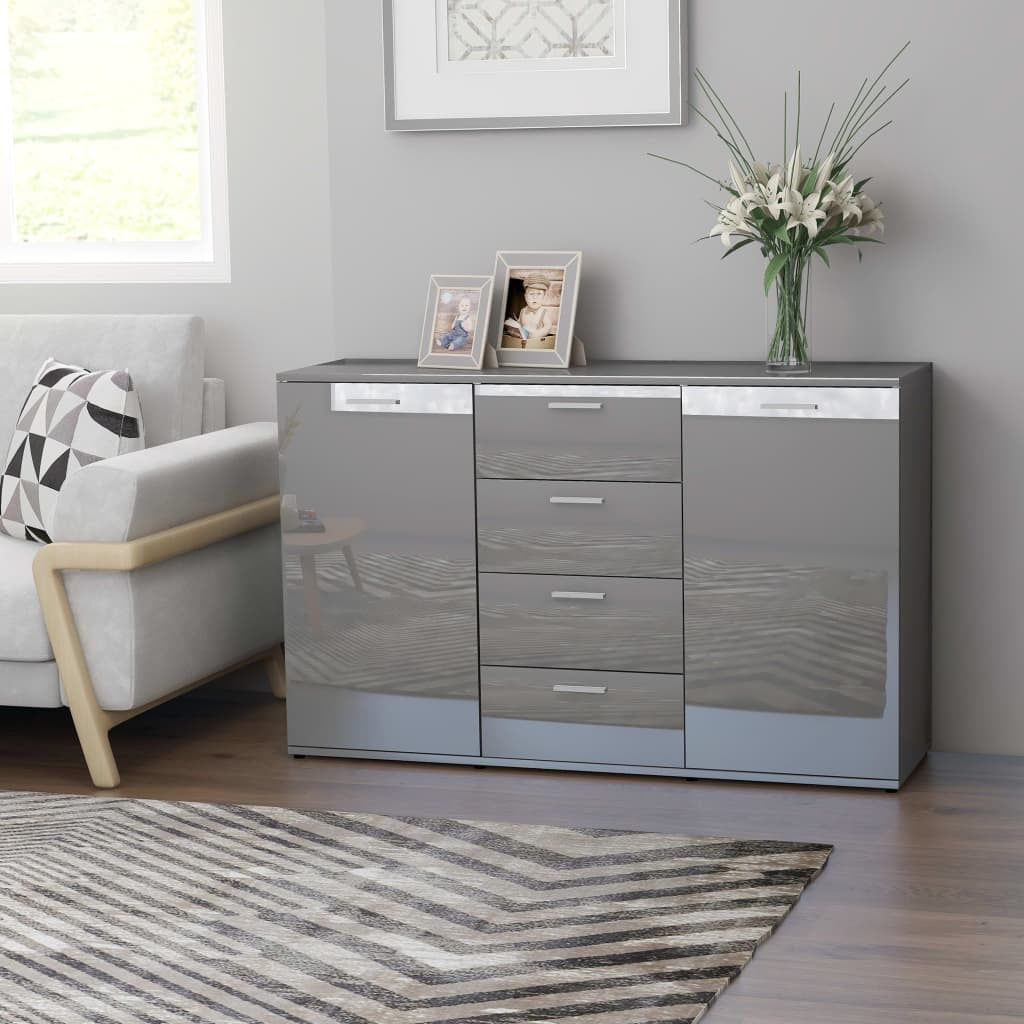 Monty Sideboard High Gloss Grey Chipboard