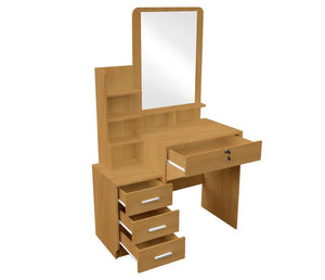 Hutton Dressing Table Mirror w/ Drawers & Stool - Natural