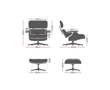 Load image into Gallery viewer, Suede Armchair Lounge Chair and Ottoman Recliner Armchair Leather Plywood Black
