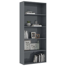 Load image into Gallery viewer, Hartley  4Tier Book Cabinet High Gloss Grey 80x30x151,5 cm Chipboard

