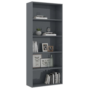 Hartley  4Tier Book Cabinet High Gloss Grey 80x30x151,5 cm Chipboard